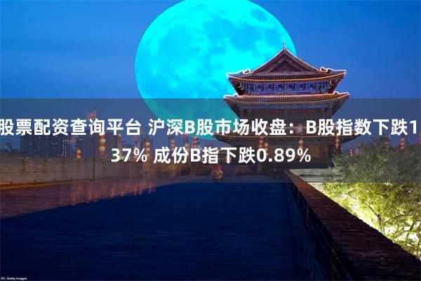 股票配资查询平台 沪深B股市场收盘：B股指数下跌1.37% 成份B指下跌0.89%