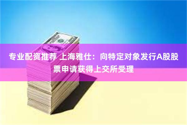 专业配资推荐 上海雅仕：向特定对象发行A股股票申请获得上交所受理