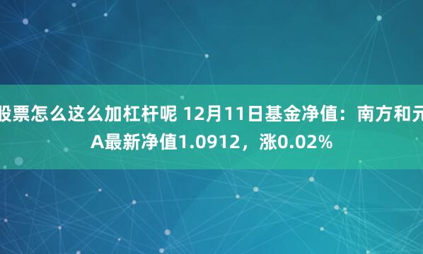 股票怎么这么加杠杆呢 12月11日基金净值：南方和元A最新净值1.0912，涨0.02%