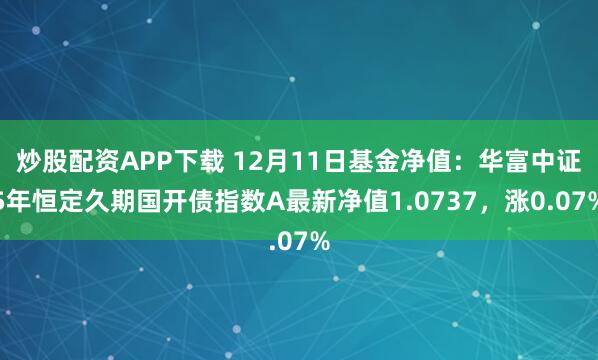 炒股配资APP下载 12月11日基金净值：华富中证5年恒定久期国开债指数A最新净值1.0737，涨0.07%