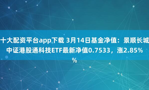 十大配资平台app下载 3月14日基金净值：景顺长城中证港股通科技ETF最新净值0.7533，涨2.85%